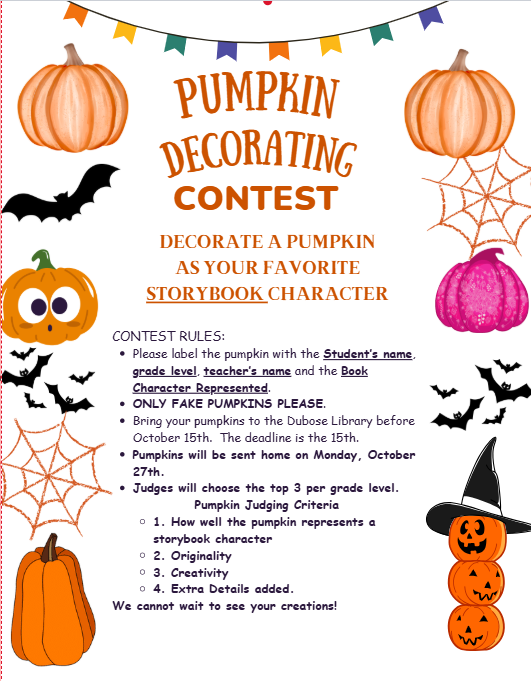 Decorate a pumpkin as your favorite story book character.
